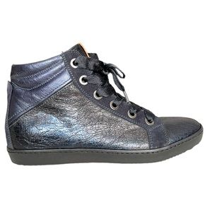 Ron White Lace Up Leather & Suede Sneaker w Side Zipper